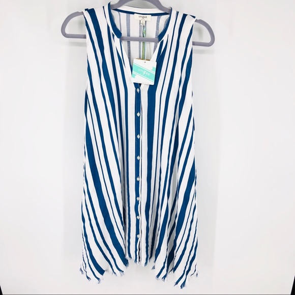 NWT Umgee Striped Navy White Striped Tunic Dress S - Picture 3 of 7
